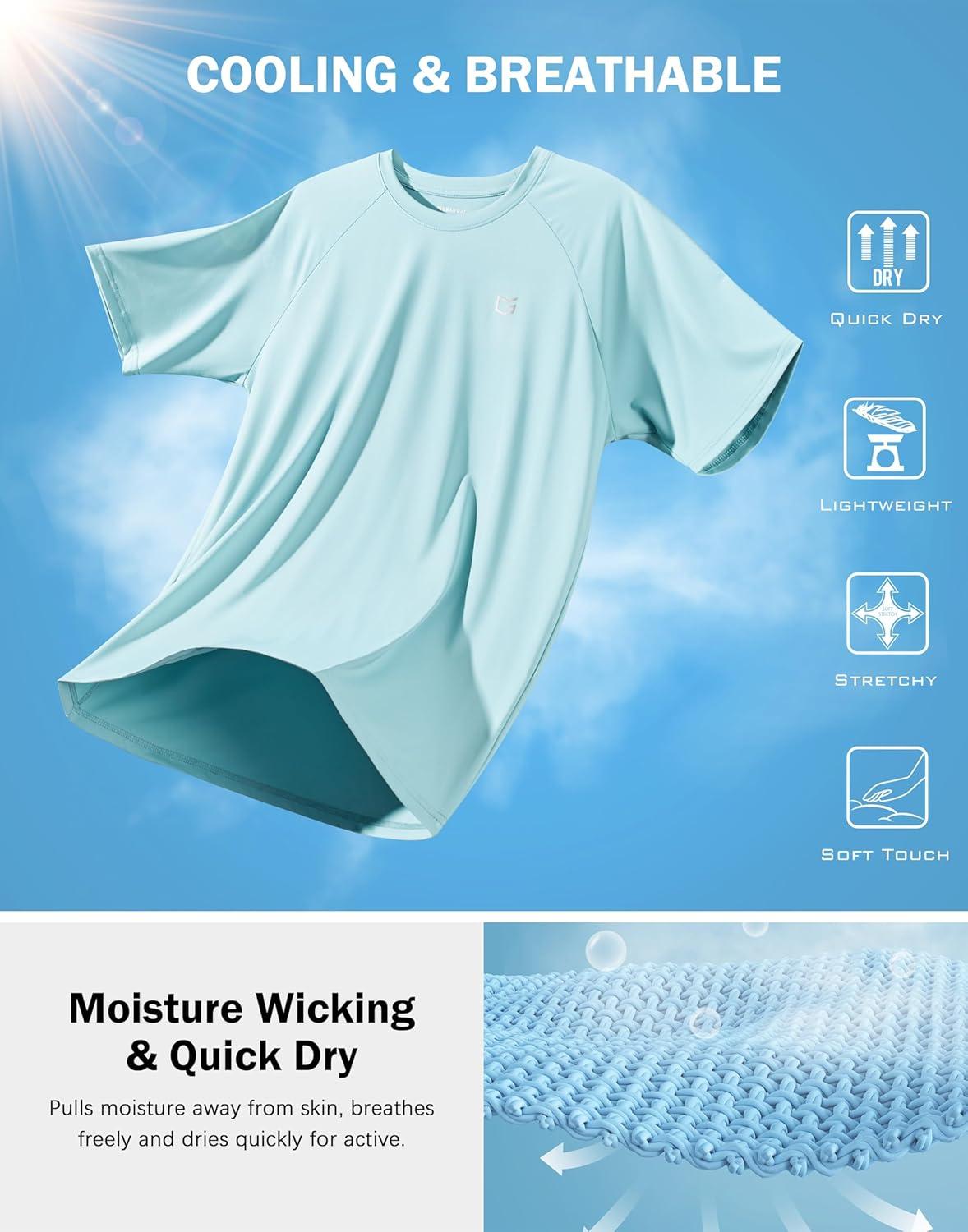 imageG Gradual Mens Athletic Workout TShirts Moisture Wicking Cooling Running Shirts Short Sleeve Performance Tee for Gym TennisLight Blue