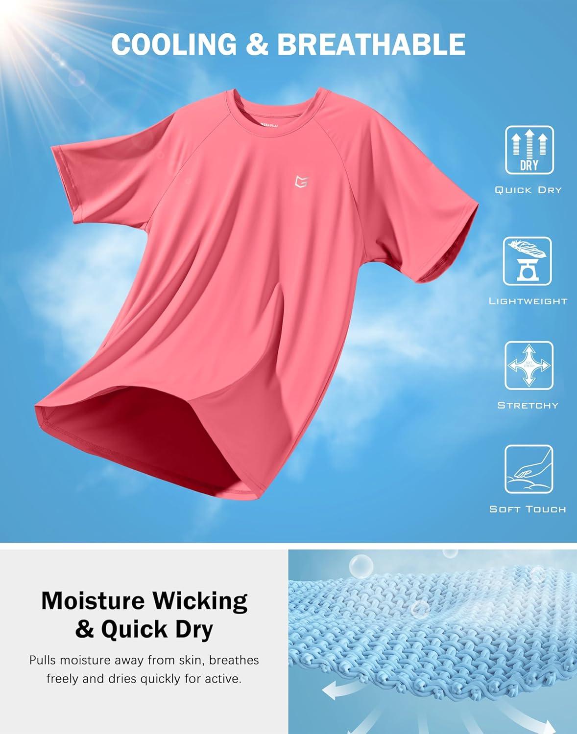imageG Gradual Mens Athletic Workout TShirts Moisture Wicking Cooling Running Shirts Short Sleeve Performance Tee for Gym TennisPink
