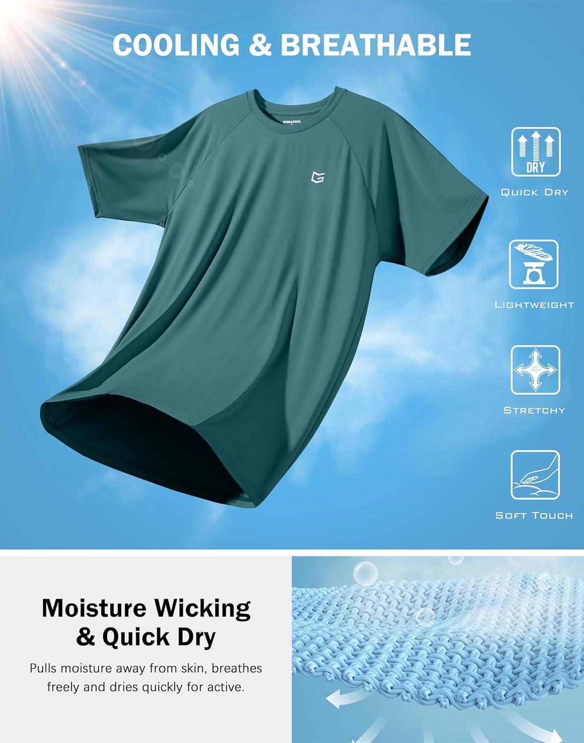 imageG Gradual Mens Athletic Workout TShirts Moisture Wicking Cooling Running Shirts Short Sleeve Performance Tee for Gym TennisTeal