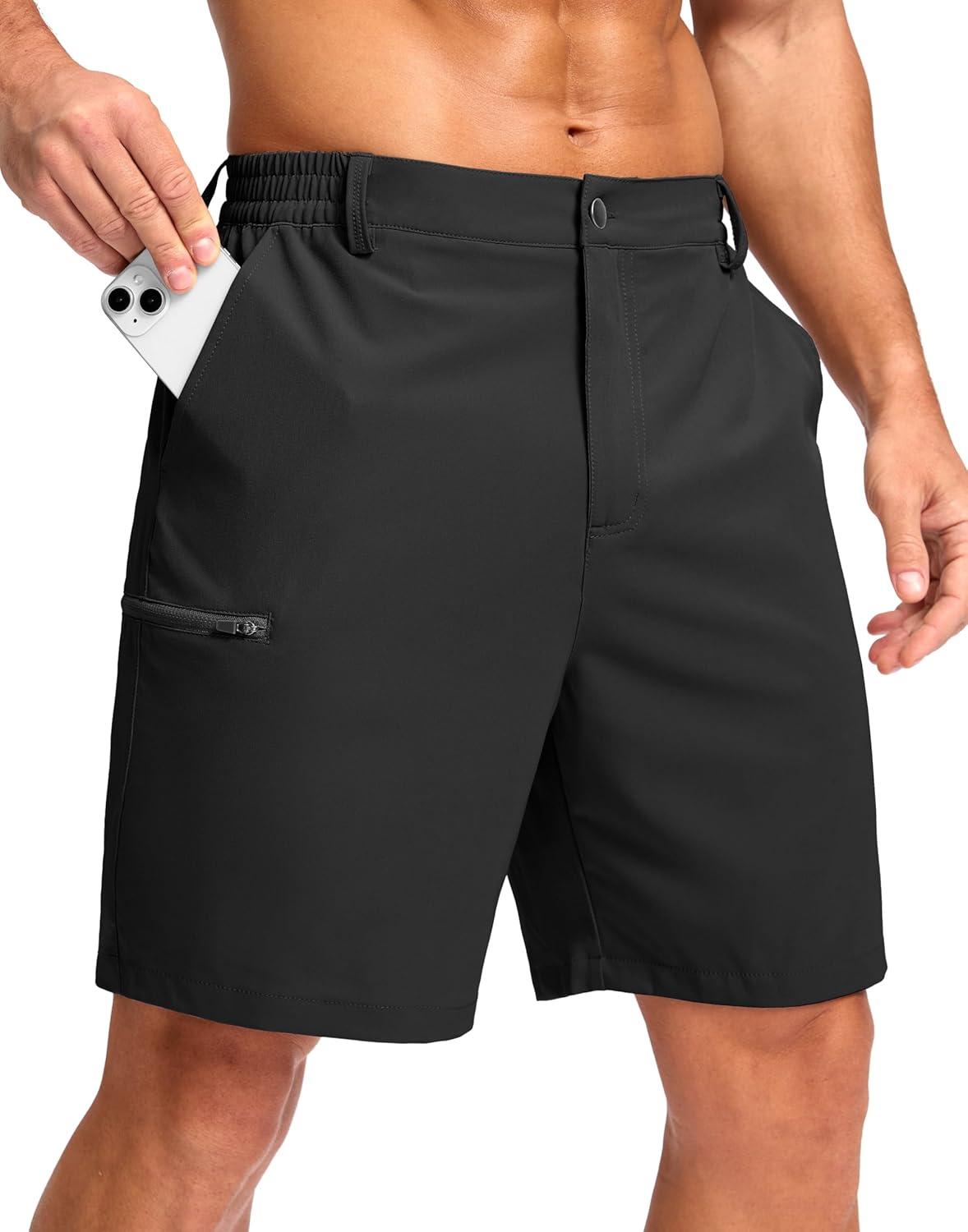imageG Gradual Mens Casual Shorts 7 9 5 Lightweight 4 Pockets Stretch QuickDry Summer Shorts for Golf Work Hiking TripsBlack