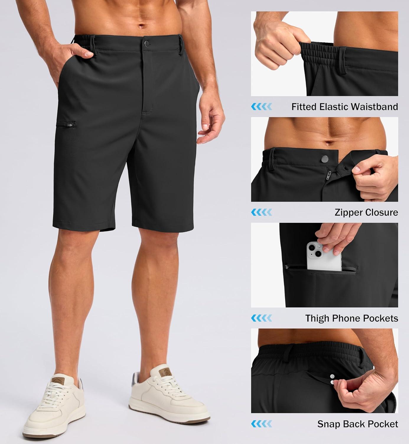 imageG Gradual Mens Casual Shorts 7 9 5 Lightweight 4 Pockets Stretch QuickDry Summer Shorts for Golf Work Hiking TripsBlack
