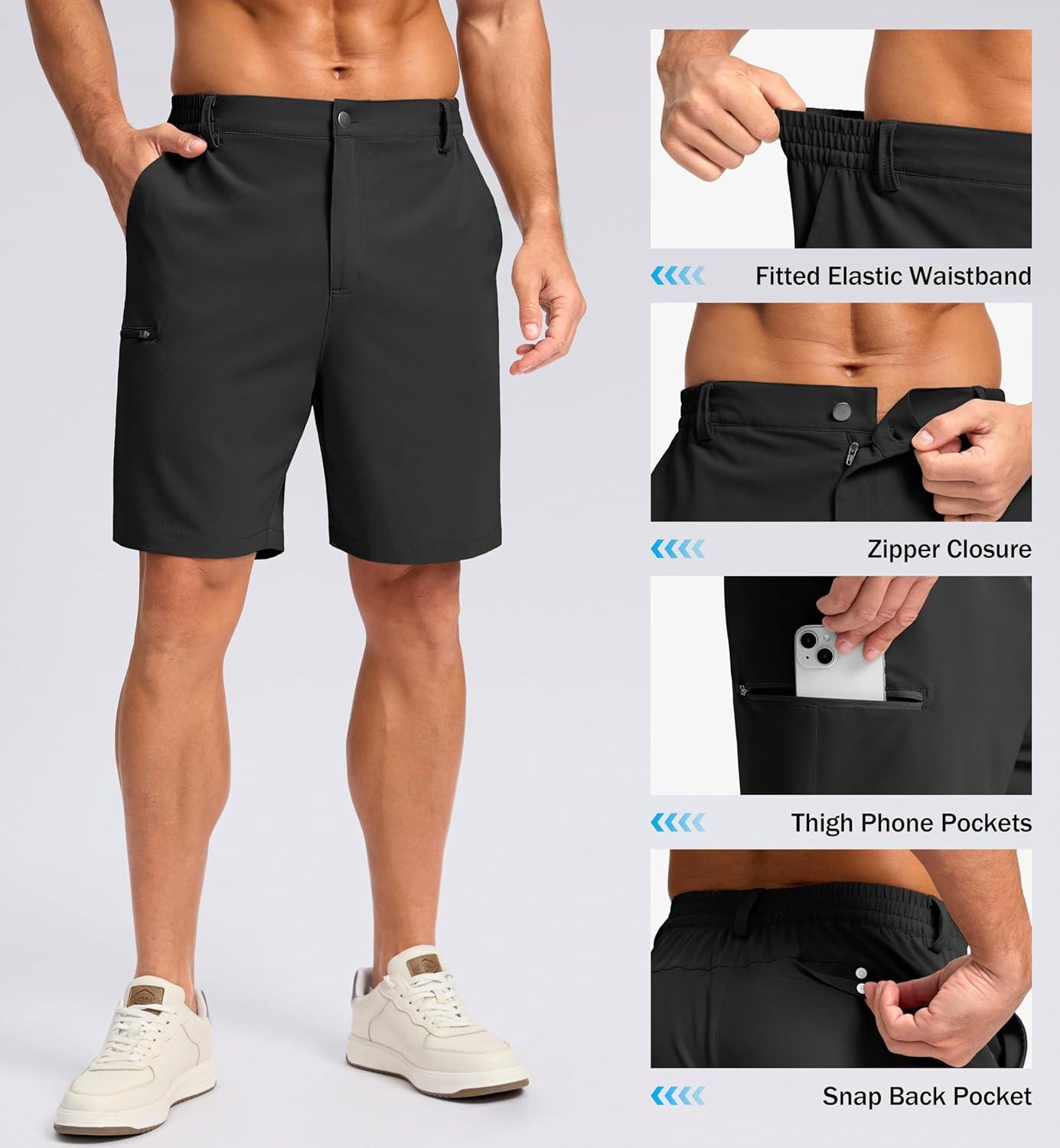 imageG Gradual Mens Casual Shorts 7 9 5 Lightweight 4 Pockets Stretch QuickDry Summer Shorts for Golf Work Hiking TripsBlack