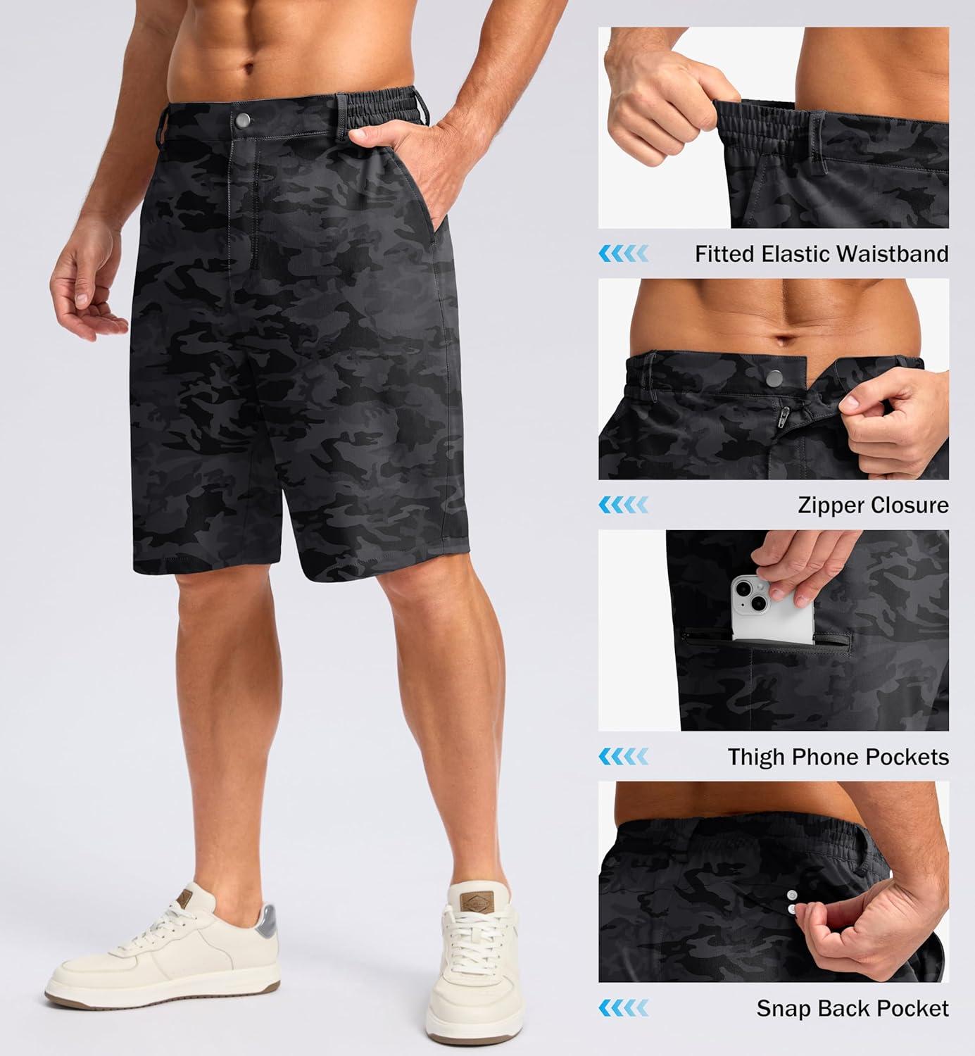 imageG Gradual Mens Casual Shorts 7 9 5 Lightweight 4 Pockets Stretch QuickDry Summer Shorts for Golf Work Hiking TripsBlack Camo