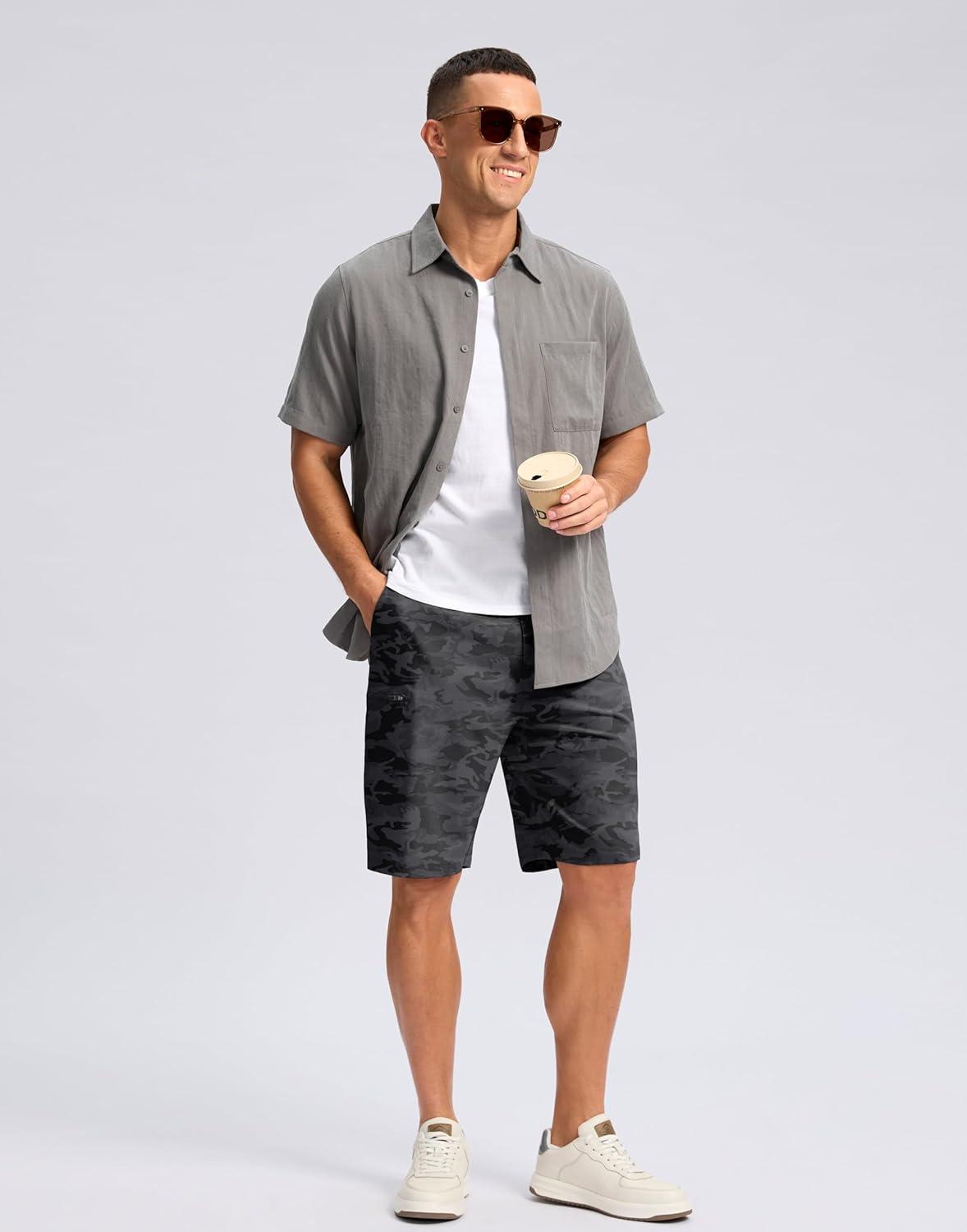 imageG Gradual Mens Casual Shorts 7 9 5 Lightweight 4 Pockets Stretch QuickDry Summer Shorts for Golf Work Hiking TripsBlack Camo