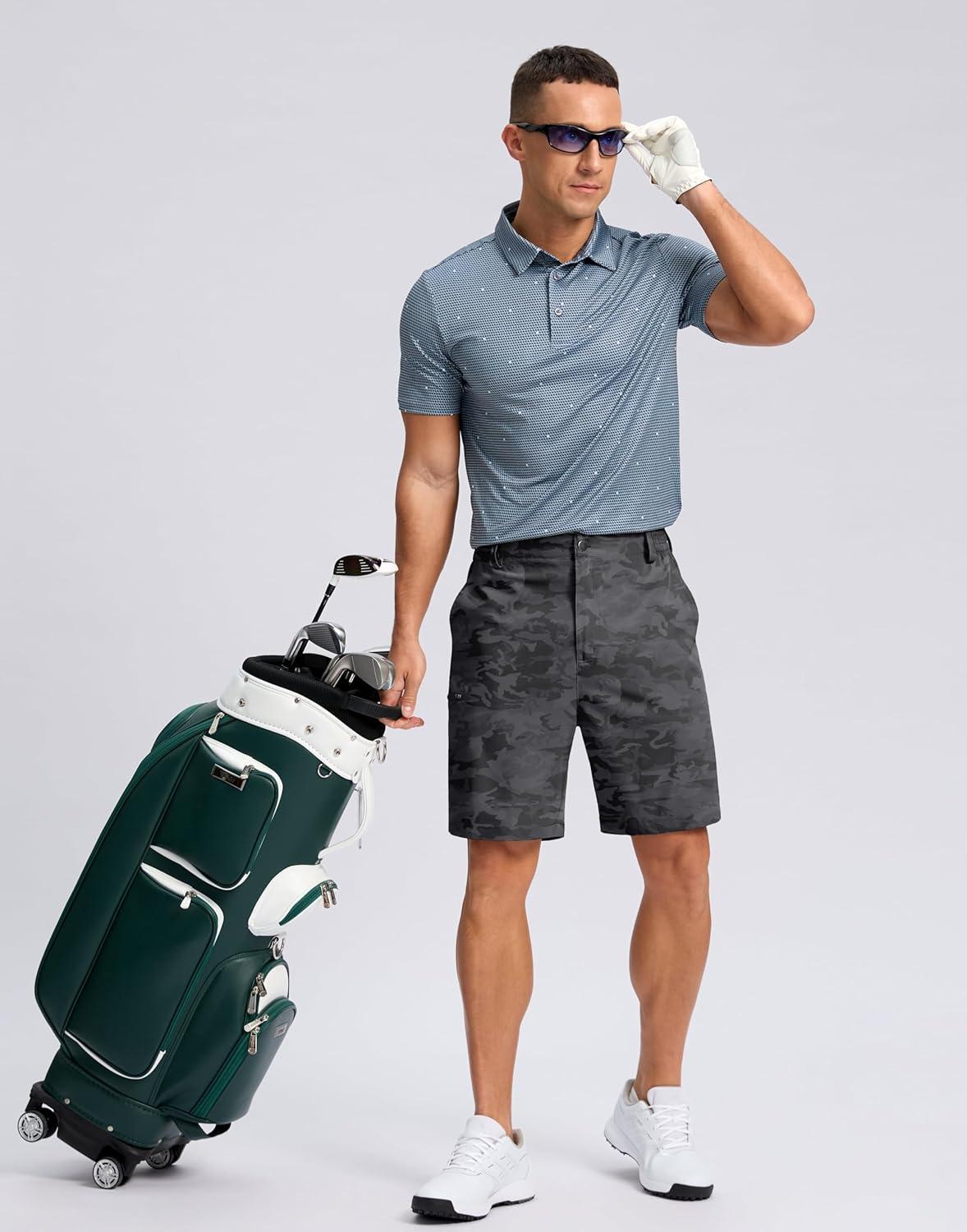imageG Gradual Mens Casual Shorts 7 9 5 Lightweight 4 Pockets Stretch QuickDry Summer Shorts for Golf Work Hiking TripsBlack Camo