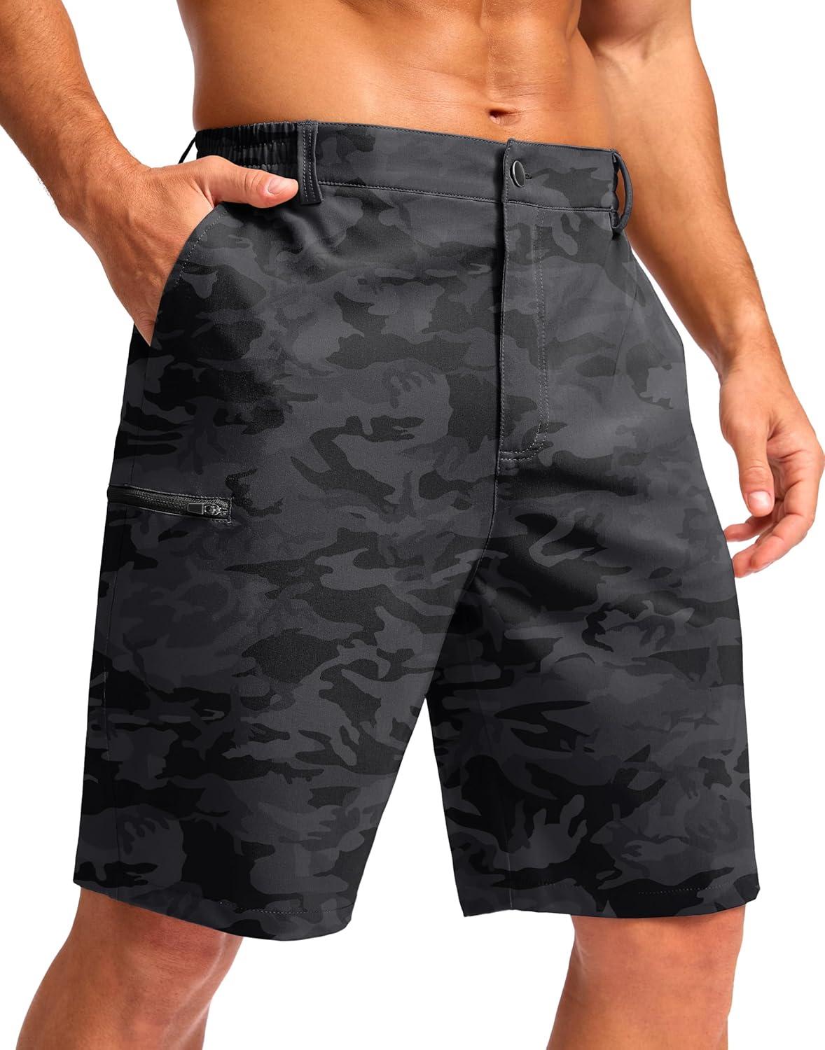 imageG Gradual Mens Casual Shorts 7 9 5 Lightweight 4 Pockets Stretch QuickDry Summer Shorts for Golf Work Hiking TripsBlack Camo