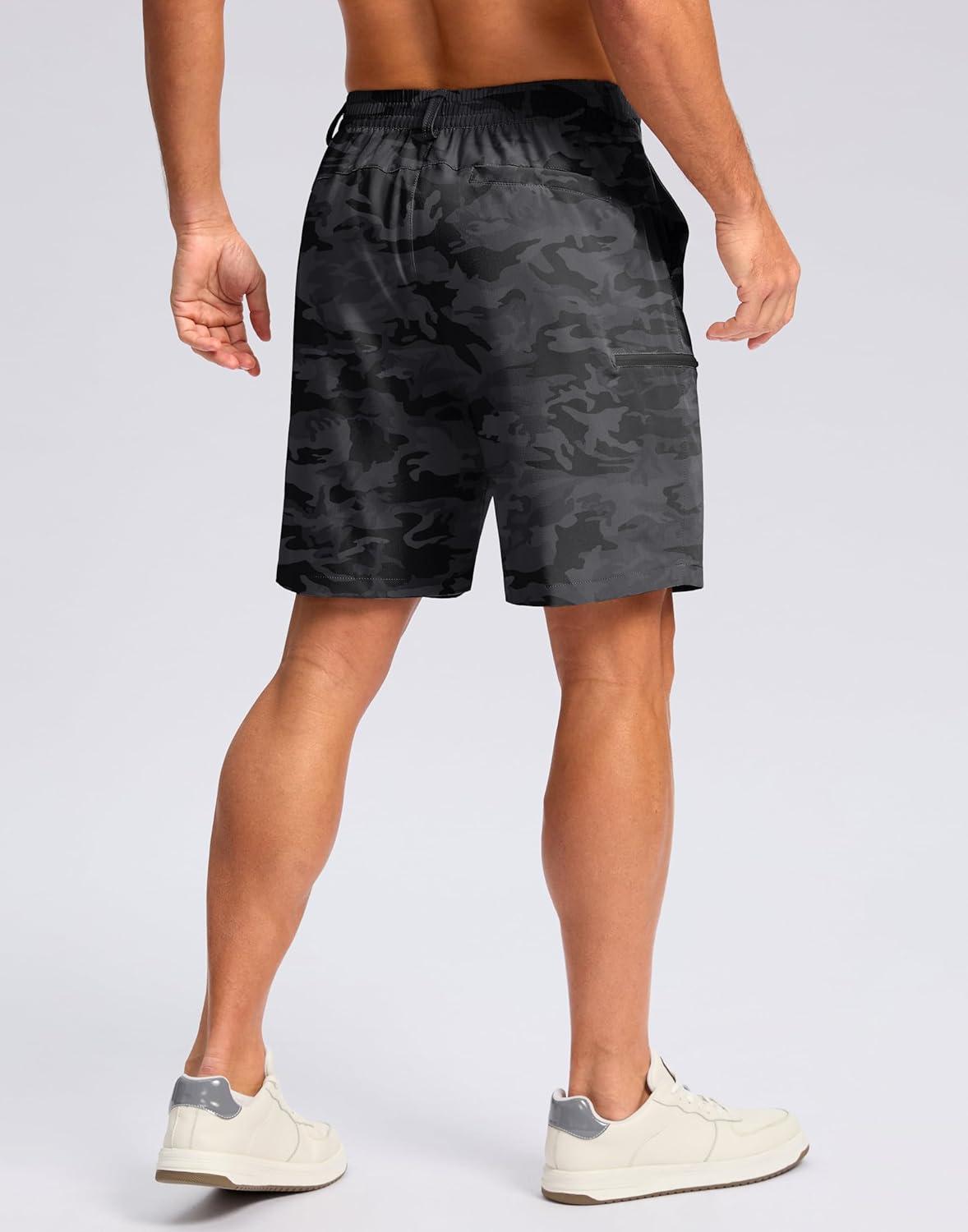 imageG Gradual Mens Casual Shorts 7 9 5 Lightweight 4 Pockets Stretch QuickDry Summer Shorts for Golf Work Hiking TripsBlack Camo