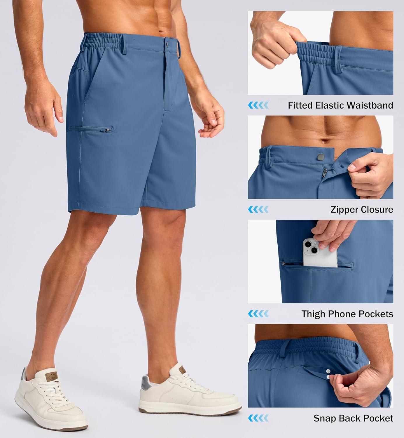 imageG Gradual Mens Casual Shorts 7 9 5 Lightweight 4 Pockets Stretch QuickDry Summer Shorts for Golf Work Hiking TripsBlue
