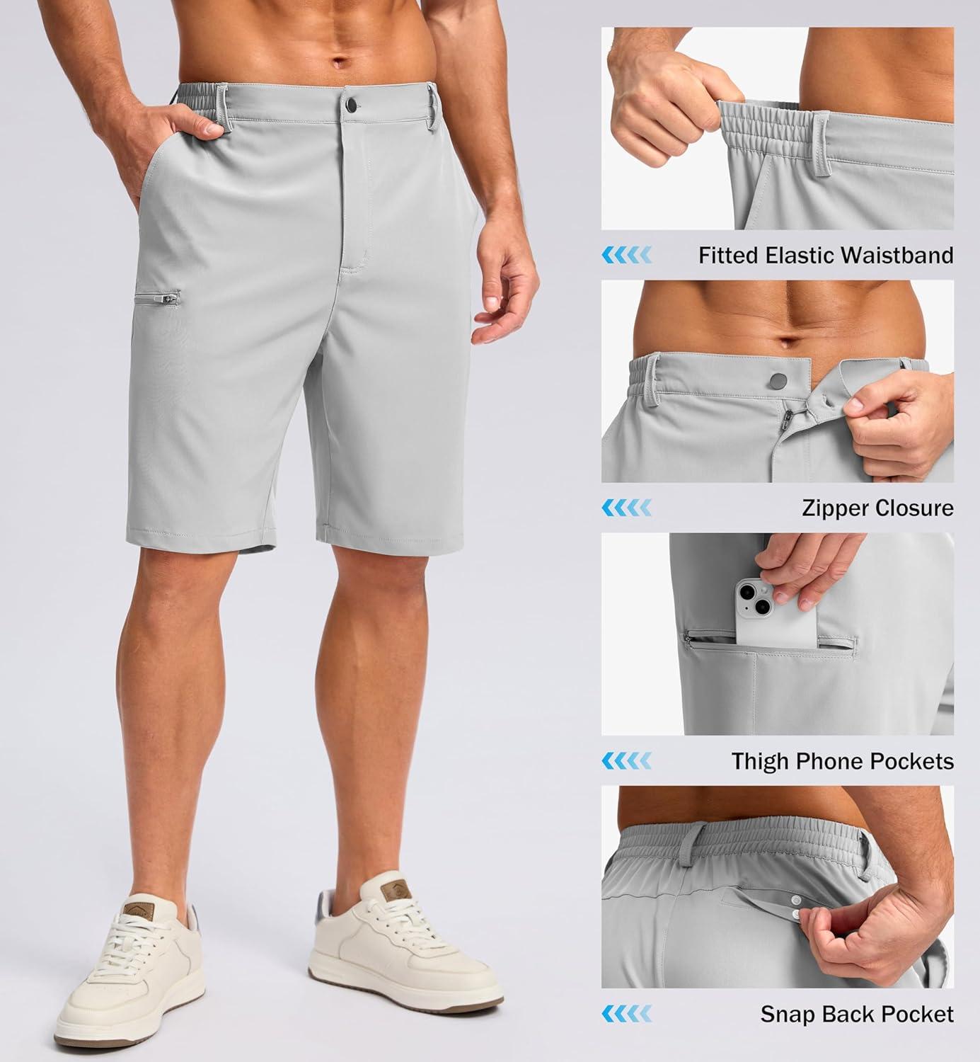 imageG Gradual Mens Casual Shorts 7 9 5 Lightweight 4 Pockets Stretch QuickDry Summer Shorts for Golf Work Hiking TripsBright Gray