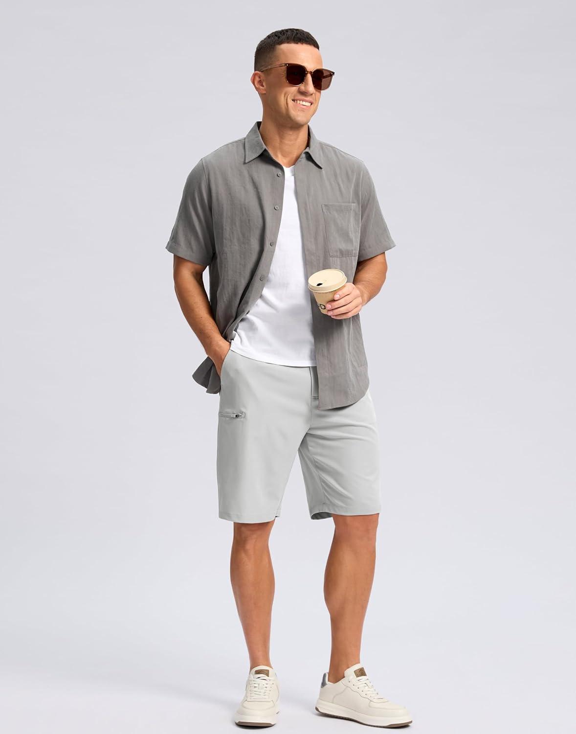 imageG Gradual Mens Casual Shorts 7 9 5 Lightweight 4 Pockets Stretch QuickDry Summer Shorts for Golf Work Hiking TripsBright Gray