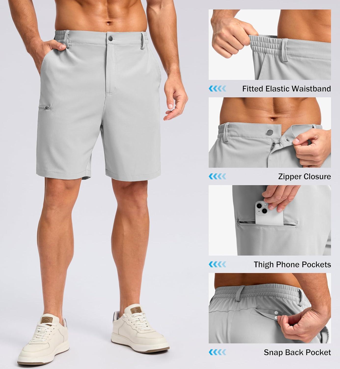 imageG Gradual Mens Casual Shorts 7 9 5 Lightweight 4 Pockets Stretch QuickDry Summer Shorts for Golf Work Hiking TripsBright Gray