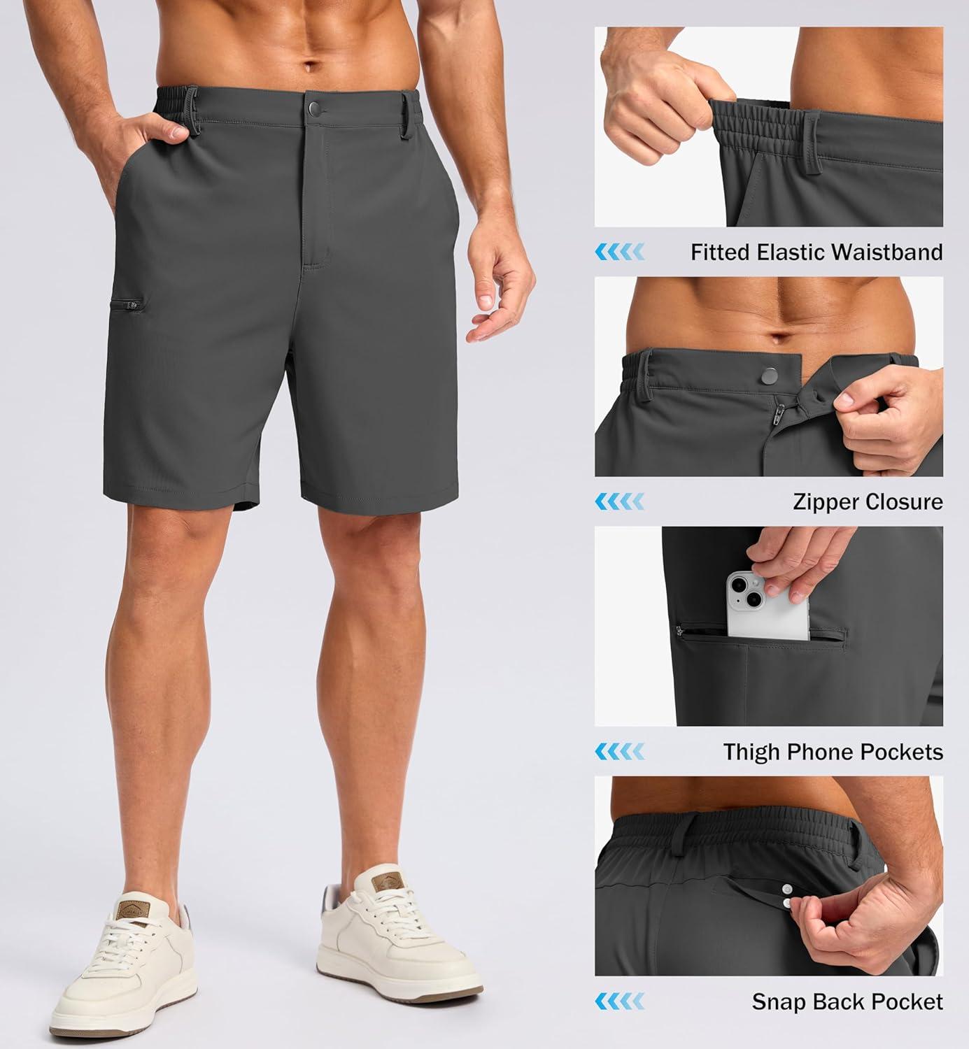 imageG Gradual Mens Casual Shorts 7 9 5 Lightweight 4 Pockets Stretch QuickDry Summer Shorts for Golf Work Hiking TripsCharcoal