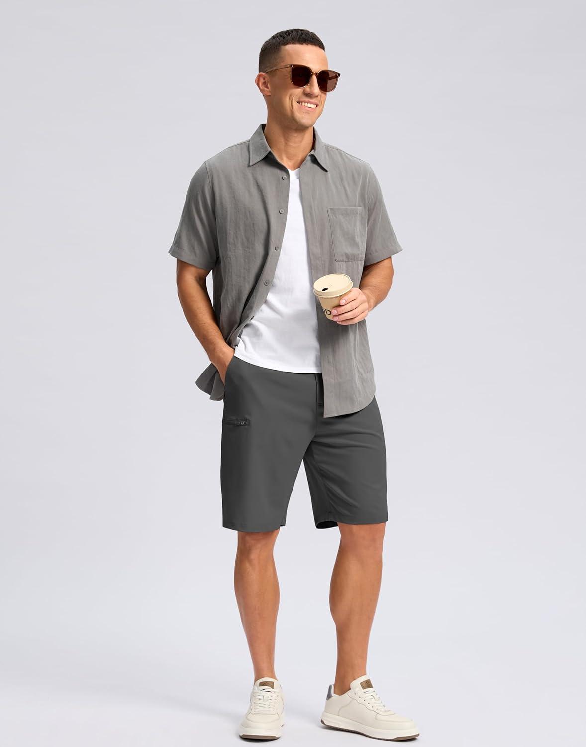 imageG Gradual Mens Casual Shorts 7 9 5 Lightweight 4 Pockets Stretch QuickDry Summer Shorts for Golf Work Hiking TripsCharcoal