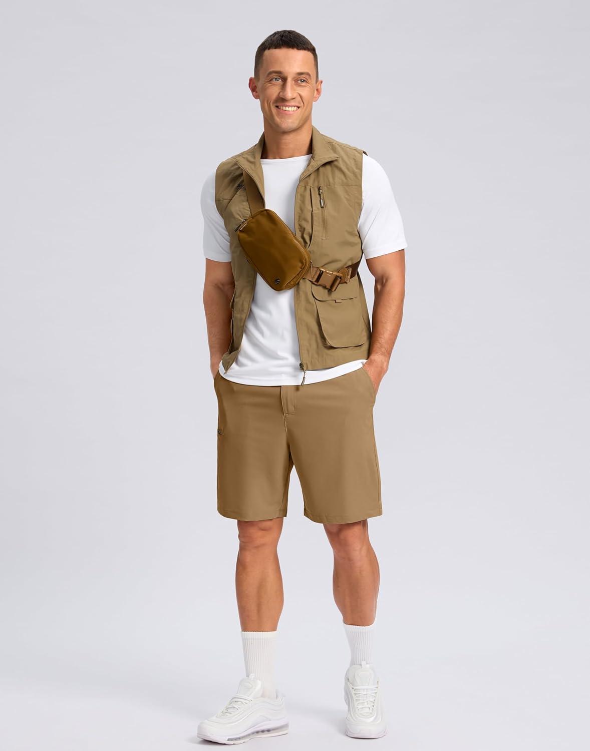 imageG Gradual Mens Casual Shorts 7 9 5 Lightweight 4 Pockets Stretch QuickDry Summer Shorts for Golf Work Hiking TripsDark Khaki