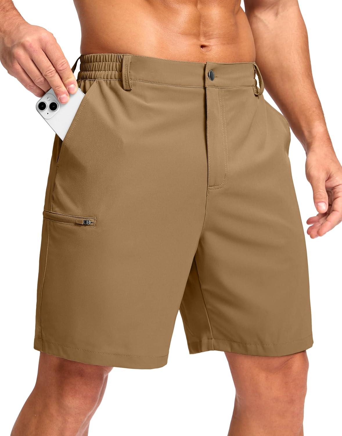 imageG Gradual Mens Casual Shorts 7 9 5 Lightweight 4 Pockets Stretch QuickDry Summer Shorts for Golf Work Hiking TripsDark Khaki