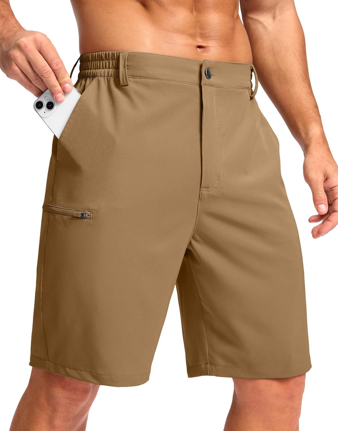 imageG Gradual Mens Casual Shorts 7 9 5 Lightweight 4 Pockets Stretch QuickDry Summer Shorts for Golf Work Hiking TripsDark Khaki