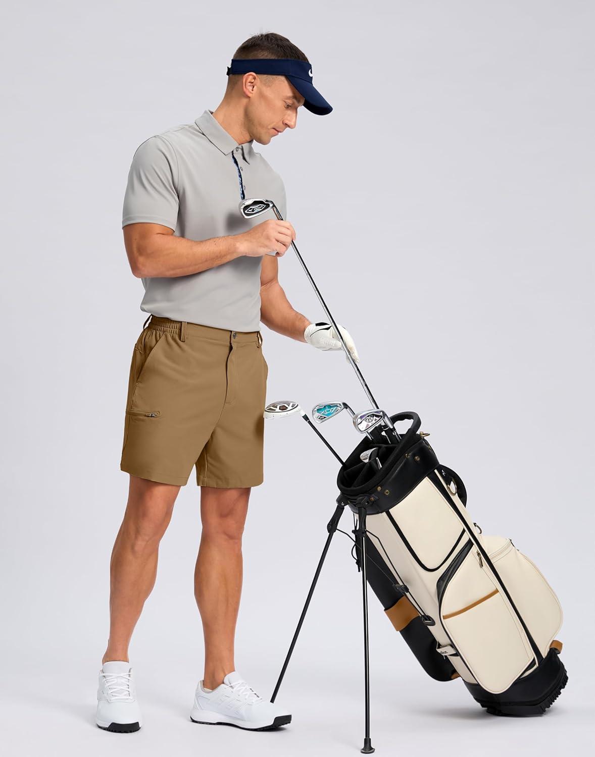 imageG Gradual Mens Casual Shorts 7 9 5 Lightweight 4 Pockets Stretch QuickDry Summer Shorts for Golf Work Hiking TripsDark Khaki