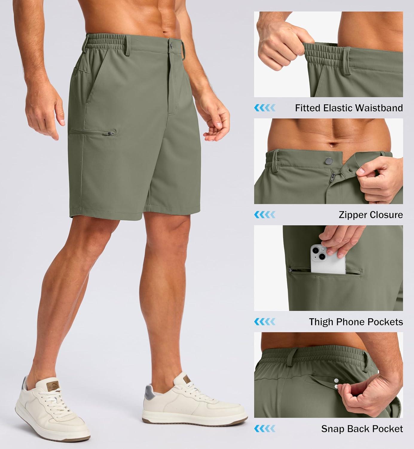 imageG Gradual Mens Casual Shorts 7 9 5 Lightweight 4 Pockets Stretch QuickDry Summer Shorts for Golf Work Hiking TripsGrey Sage