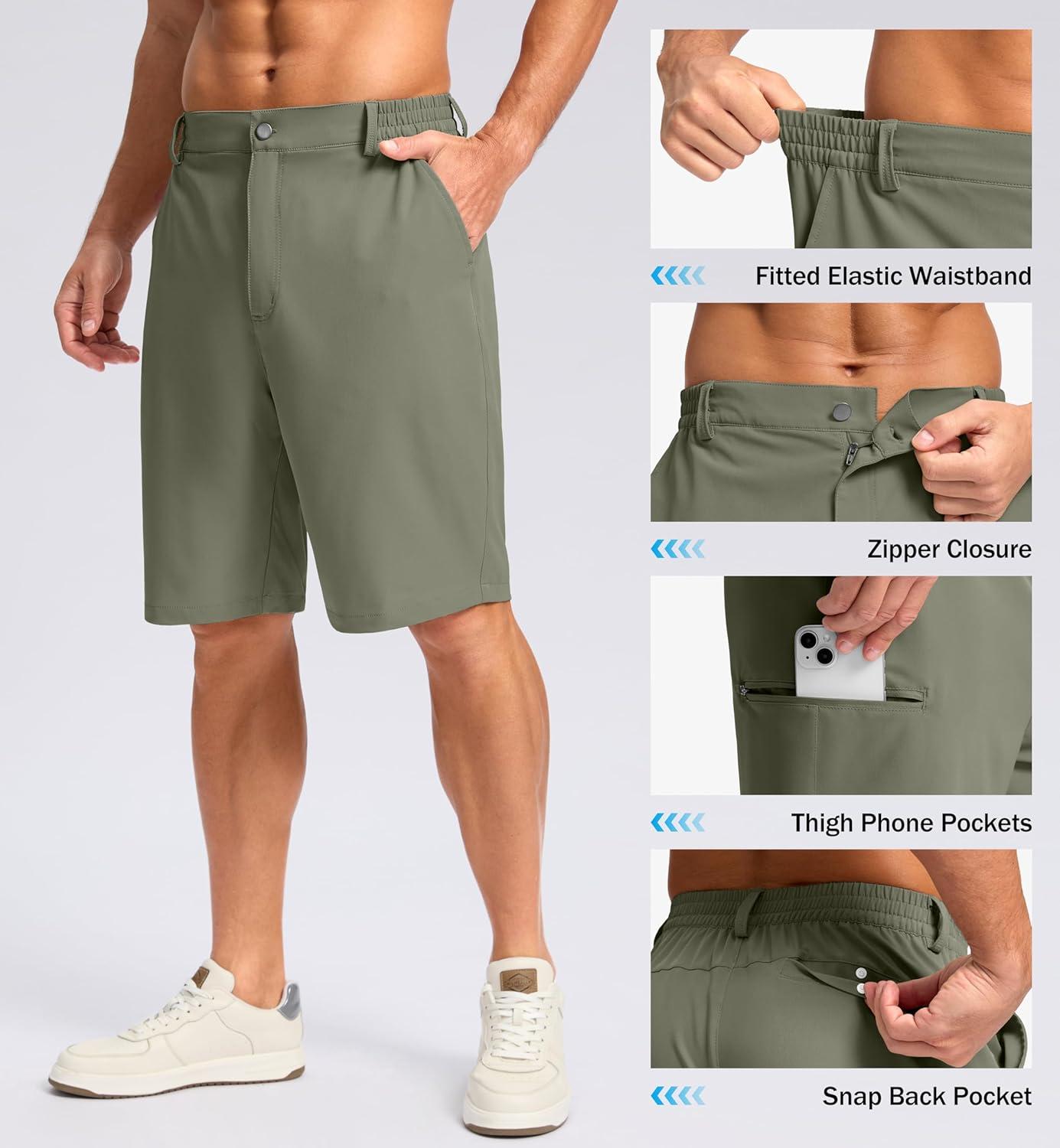 imageG Gradual Mens Casual Shorts 7 9 5 Lightweight 4 Pockets Stretch QuickDry Summer Shorts for Golf Work Hiking TripsGrey Sage