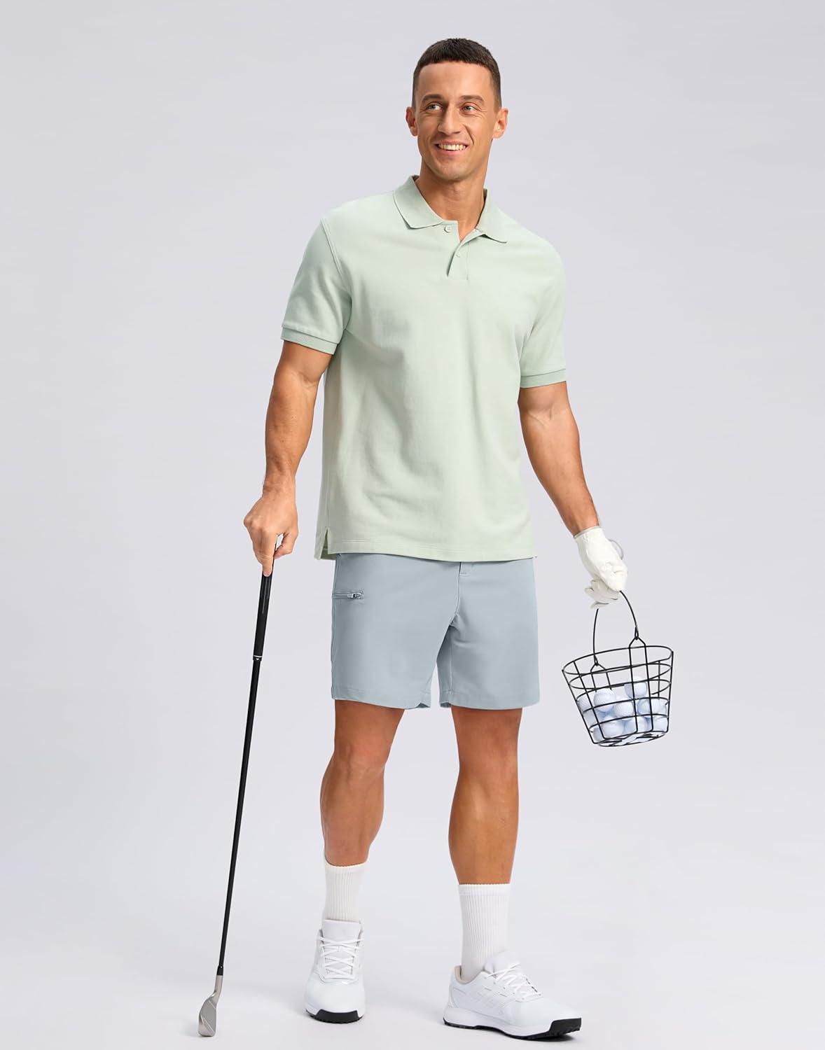imageG Gradual Mens Casual Shorts 7 9 5 Lightweight 4 Pockets Stretch QuickDry Summer Shorts for Golf Work Hiking TripsLight Grey
