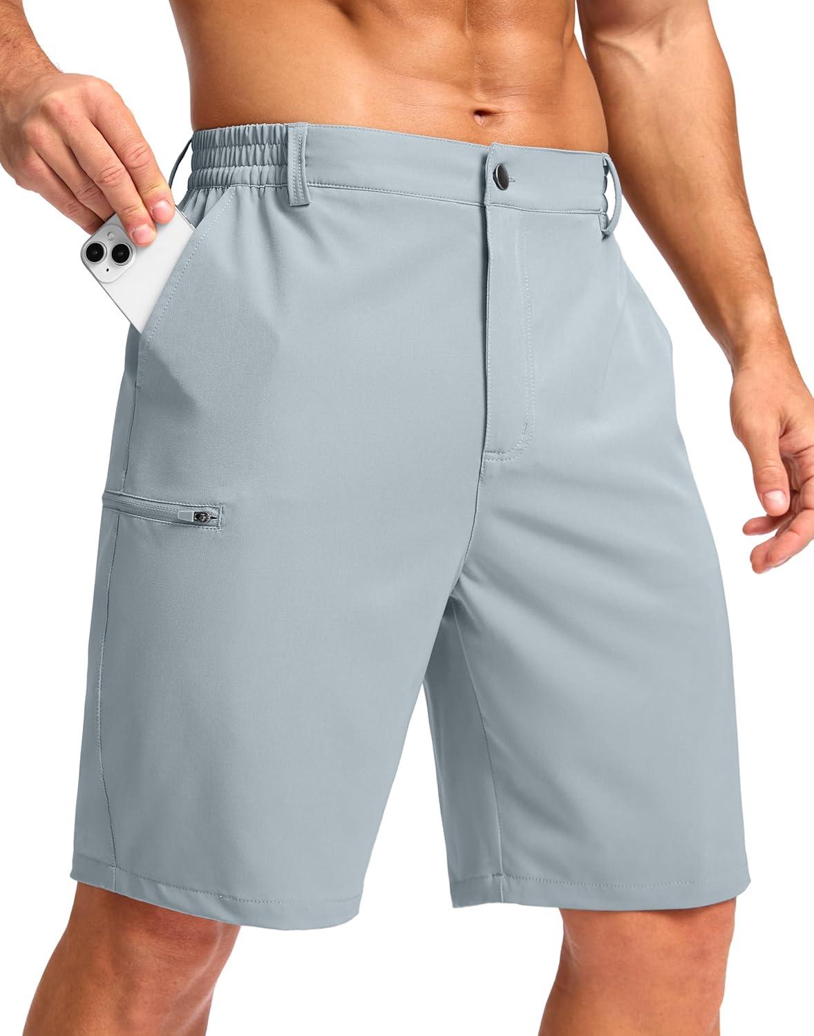 imageG Gradual Mens Casual Shorts 7 9 5 Lightweight 4 Pockets Stretch QuickDry Summer Shorts for Golf Work Hiking TripsLight Grey