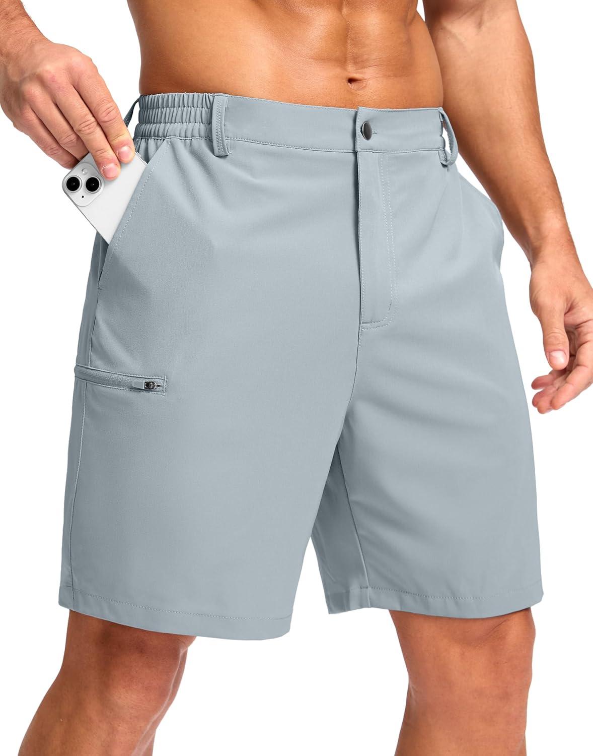imageG Gradual Mens Casual Shorts 7 9 5 Lightweight 4 Pockets Stretch QuickDry Summer Shorts for Golf Work Hiking TripsLight Grey