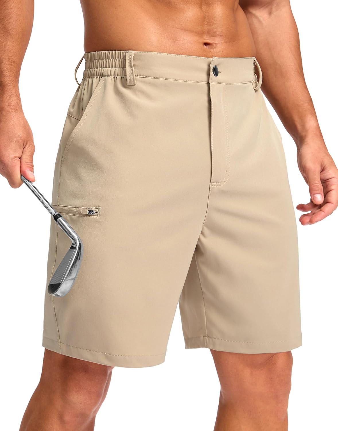 imageG Gradual Mens Casual Shorts 7 9 5 Lightweight 4 Pockets Stretch QuickDry Summer Shorts for Golf Work Hiking TripsLight Khaki