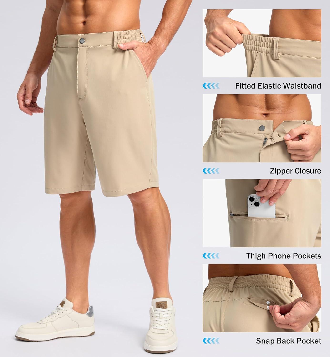 imageG Gradual Mens Casual Shorts 7 9 5 Lightweight 4 Pockets Stretch QuickDry Summer Shorts for Golf Work Hiking TripsLight Khaki