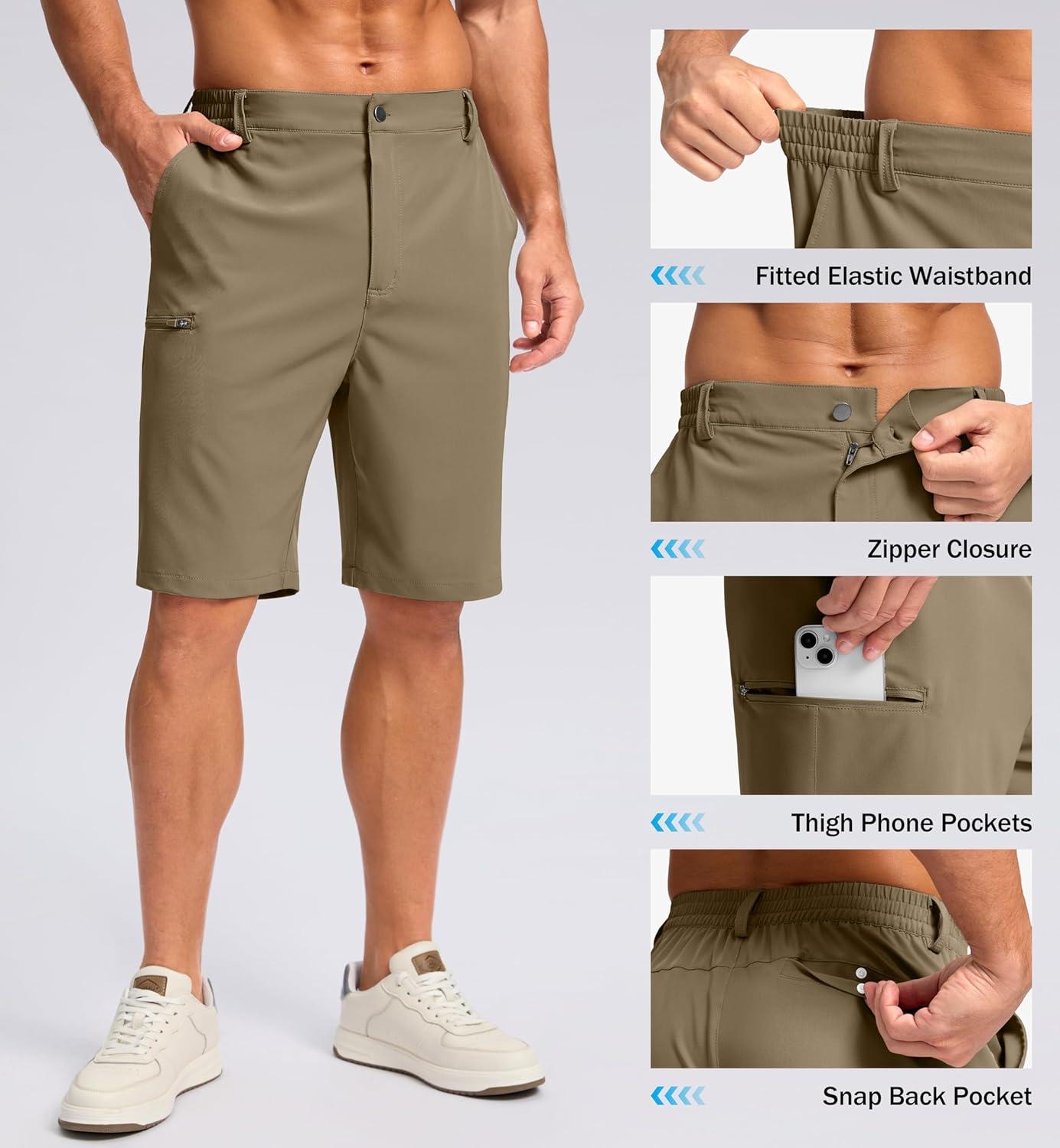 imageG Gradual Mens Casual Shorts 7 9 5 Lightweight 4 Pockets Stretch QuickDry Summer Shorts for Golf Work Hiking TripsMedium Khaki