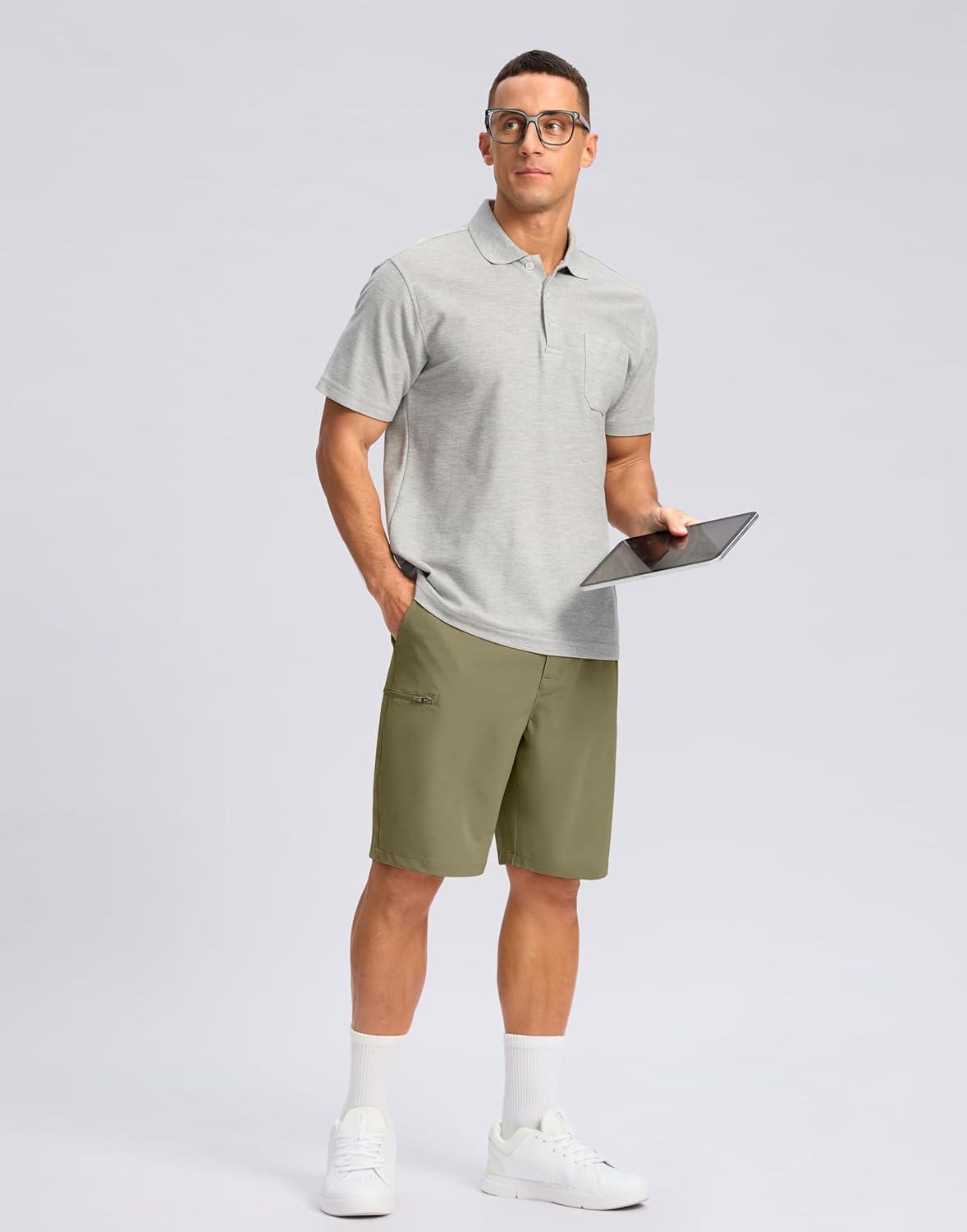 imageG Gradual Mens Casual Shorts 7 9 5 Lightweight 4 Pockets Stretch QuickDry Summer Shorts for Golf Work Hiking TripsMedium Khaki