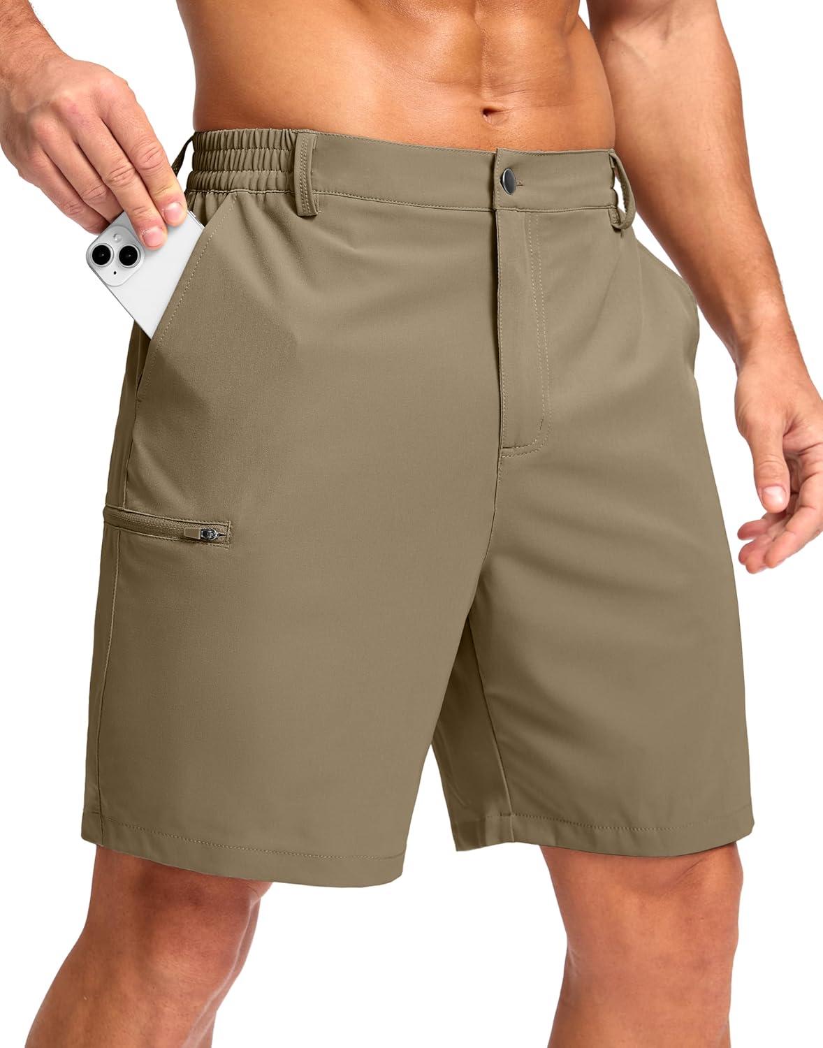 imageG Gradual Mens Casual Shorts 7 9 5 Lightweight 4 Pockets Stretch QuickDry Summer Shorts for Golf Work Hiking TripsMedium Khaki