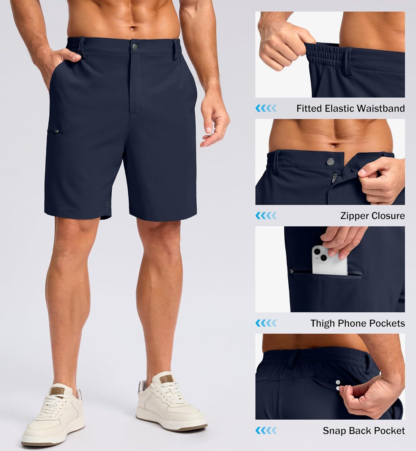 imageG Gradual Mens Casual Shorts 7 9 5 Lightweight 4 Pockets Stretch QuickDry Summer Shorts for Golf Work Hiking TripsNavy