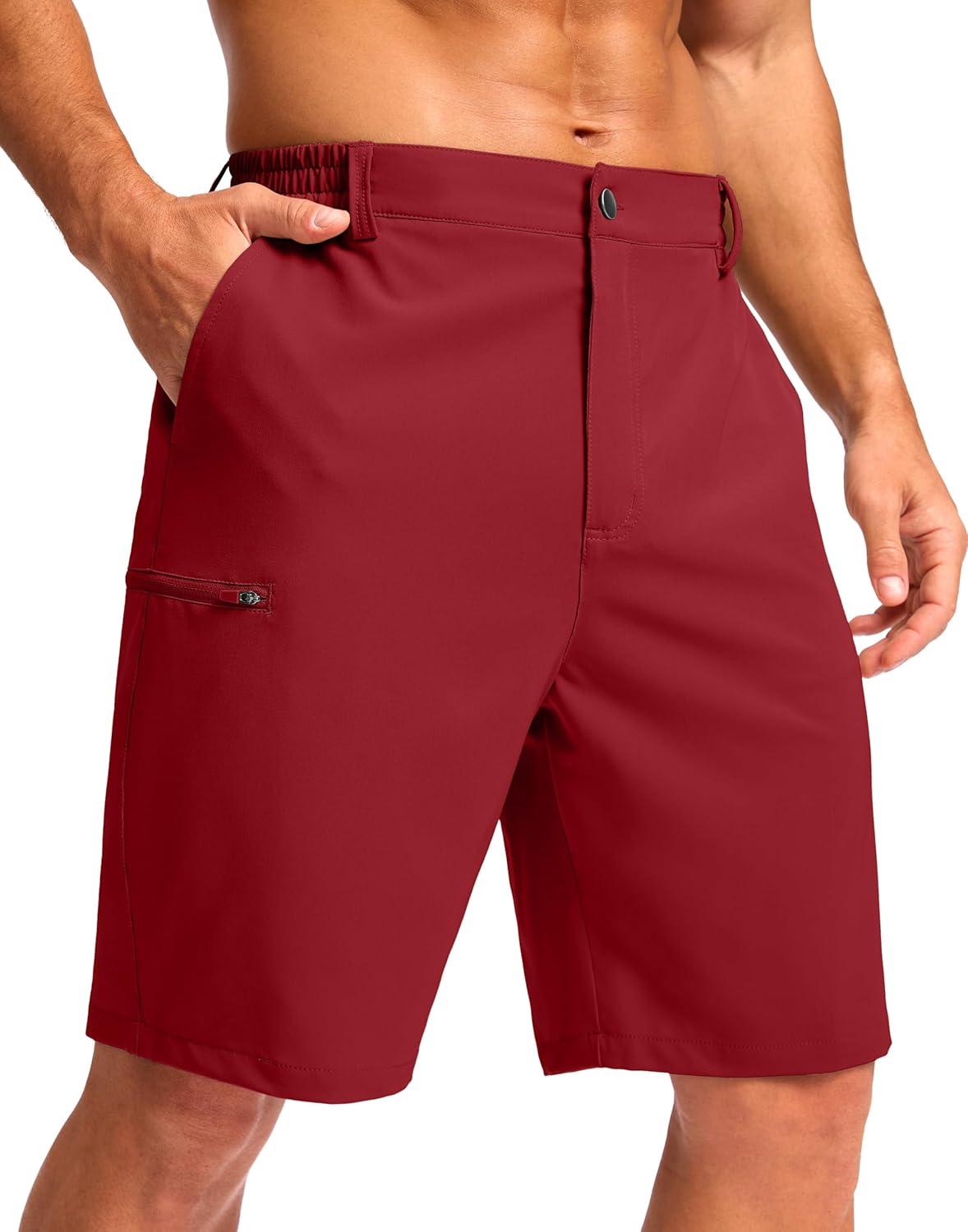 imageG Gradual Mens Casual Shorts 7 9 5 Lightweight 4 Pockets Stretch QuickDry Summer Shorts for Golf Work Hiking TripsRed