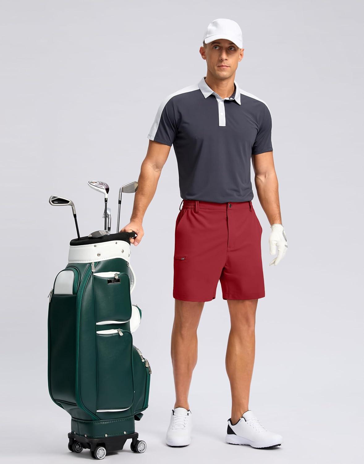 imageG Gradual Mens Casual Shorts 7 9 5 Lightweight 4 Pockets Stretch QuickDry Summer Shorts for Golf Work Hiking TripsRed