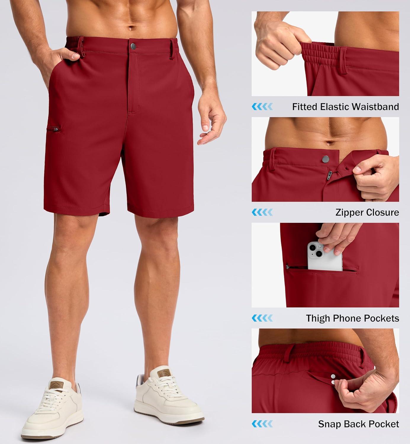 imageG Gradual Mens Casual Shorts 7 9 5 Lightweight 4 Pockets Stretch QuickDry Summer Shorts for Golf Work Hiking TripsRed