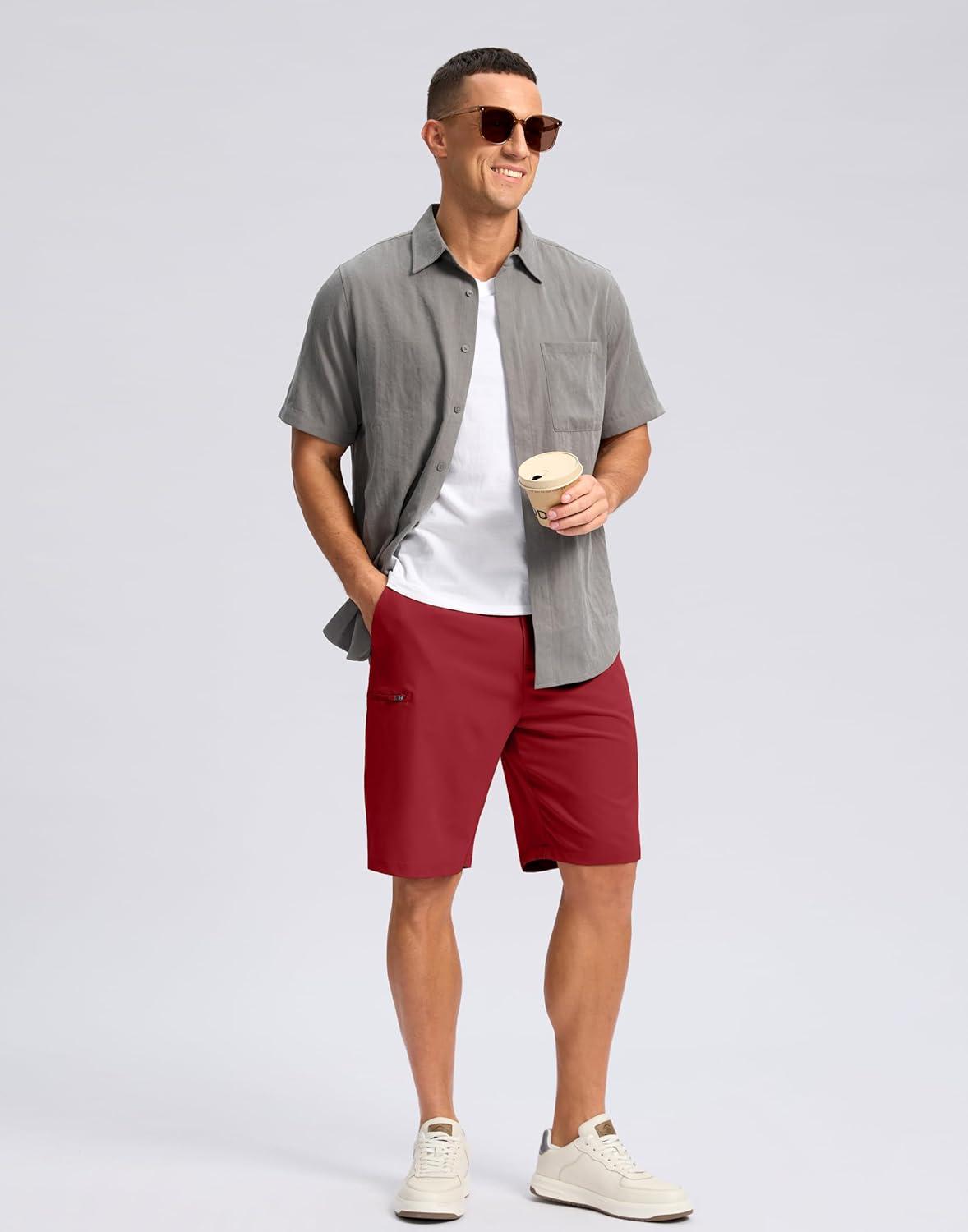 imageG Gradual Mens Casual Shorts 7 9 5 Lightweight 4 Pockets Stretch QuickDry Summer Shorts for Golf Work Hiking TripsRed