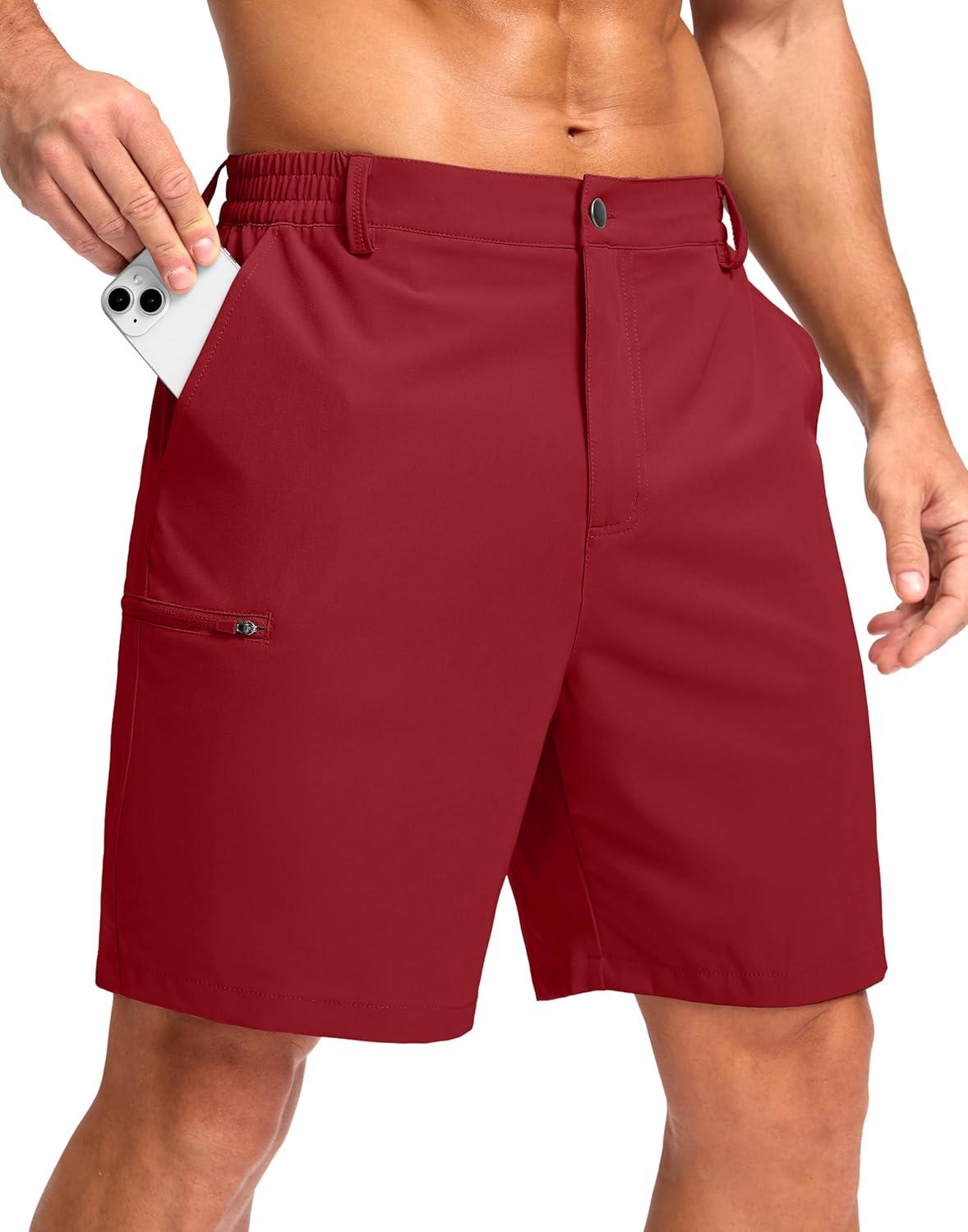 imageG Gradual Mens Casual Shorts 7 9 5 Lightweight 4 Pockets Stretch QuickDry Summer Shorts for Golf Work Hiking TripsRed