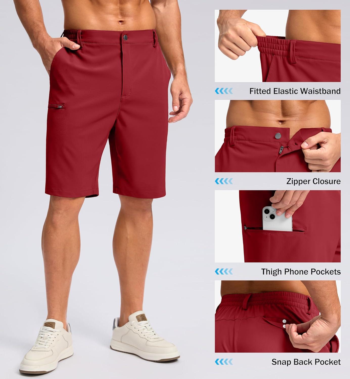 imageG Gradual Mens Casual Shorts 7 9 5 Lightweight 4 Pockets Stretch QuickDry Summer Shorts for Golf Work Hiking TripsRed