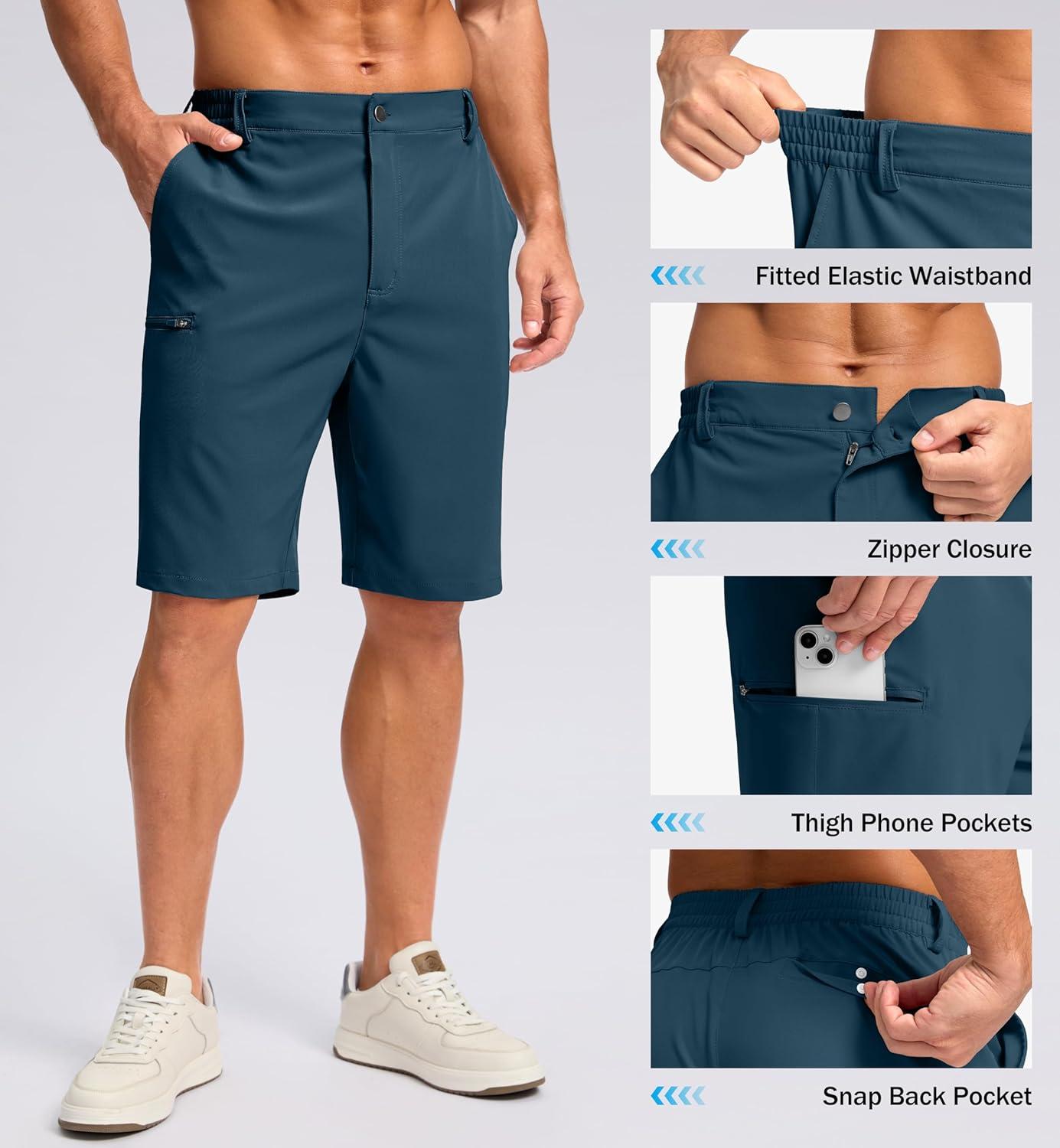 imageG Gradual Mens Casual Shorts 7 9 5 Lightweight 4 Pockets Stretch QuickDry Summer Shorts for Golf Work Hiking TripsTibetan Blue