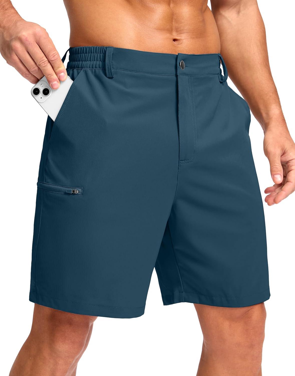 imageG Gradual Mens Casual Shorts 7 9 5 Lightweight 4 Pockets Stretch QuickDry Summer Shorts for Golf Work Hiking TripsTibetan Blue