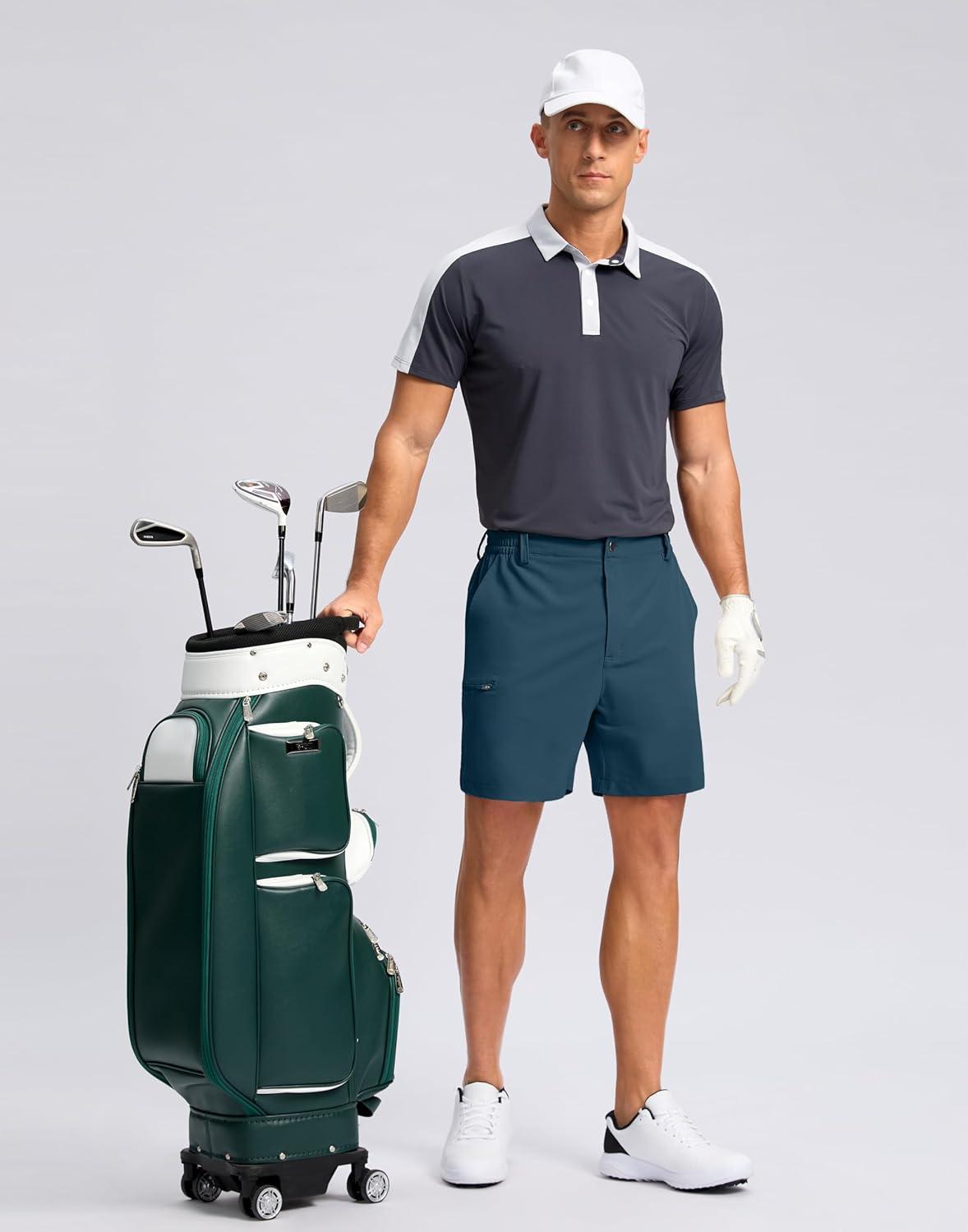 imageG Gradual Mens Casual Shorts 7 9 5 Lightweight 4 Pockets Stretch QuickDry Summer Shorts for Golf Work Hiking TripsTibetan Blue