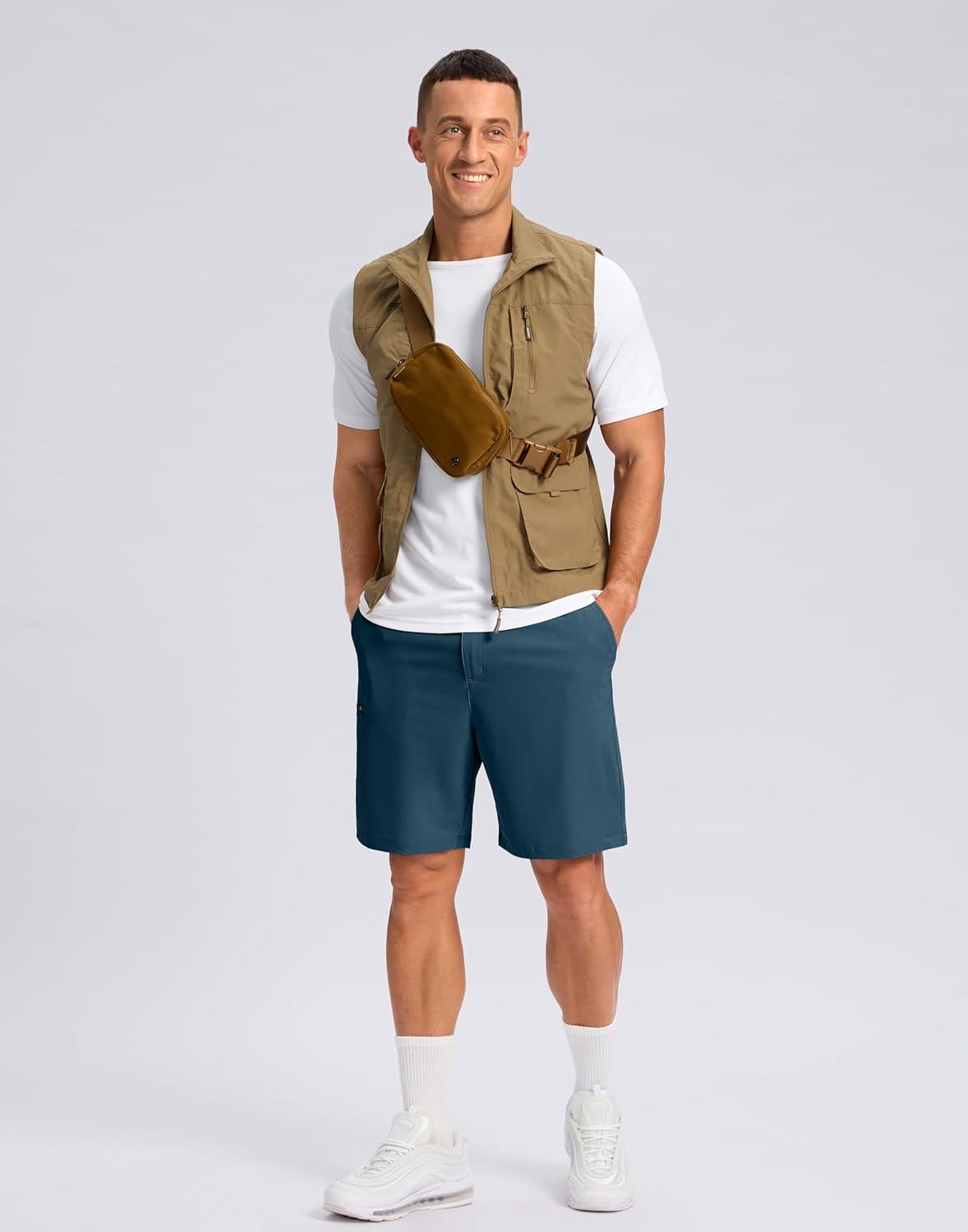 imageG Gradual Mens Casual Shorts 7 9 5 Lightweight 4 Pockets Stretch QuickDry Summer Shorts for Golf Work Hiking TripsTibetan Blue
