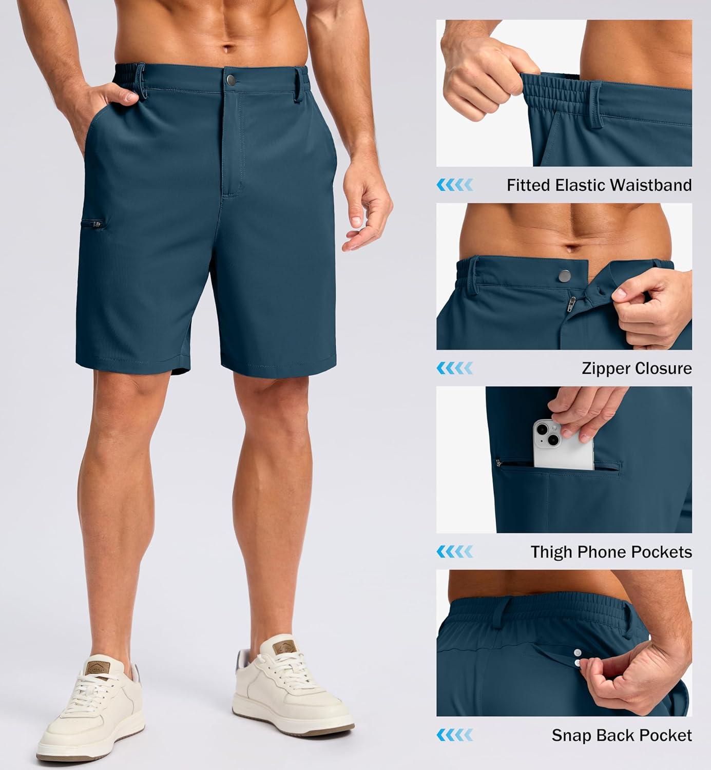imageG Gradual Mens Casual Shorts 7 9 5 Lightweight 4 Pockets Stretch QuickDry Summer Shorts for Golf Work Hiking TripsTibetan Blue