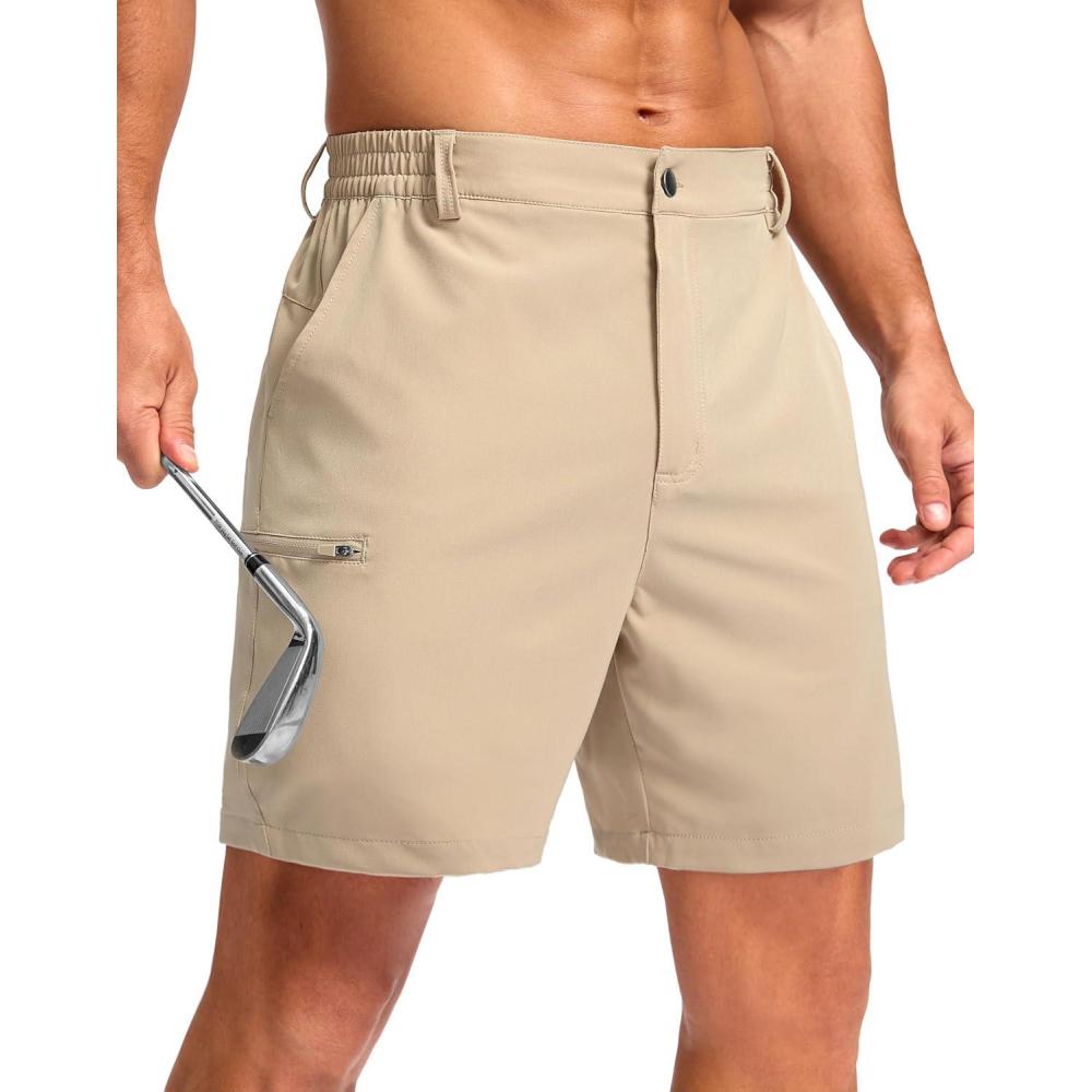imageG Gradual Mens Casual Shorts 7 9 5 Lightweight 4 Pockets Stretch QuickDry Summer Shorts for Golf Work Hiking TripsLight Khaki