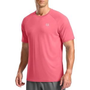 G Gradual Men’s Athletic Workout T-Shirts Moisture Wicking Cooling Running Shirts Short Sleeve Performance Tee for Gym Tennis(Pink)