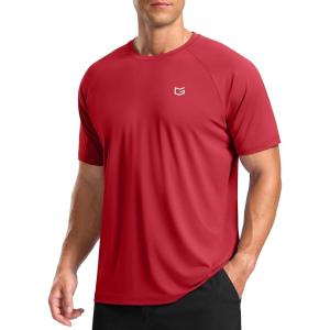 G Gradual Men’s Athletic Workout T-Shirts Moisture Wicking Cooling Running Shirts Short Sleeve Performance Tee for Gym Tennis(Red)