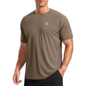G Gradual Men’s Athletic Workout T-Shirts Moisture Wicking Cooling Running Shirts Short Sleeve Performance Tee for Gym Tennis(Taupe)