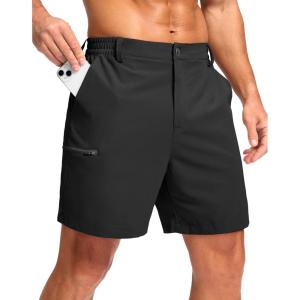 G Gradual Men’s Casual Shorts 7″/ 9″/ 5″ Lightweight 4 Pockets Stretch Quick-Dry Summer Shorts for Golf Work Hiking Trips(Black)