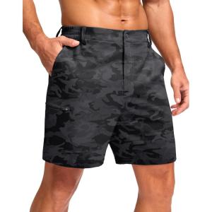 G Gradual Men’s Casual Shorts 7″/ 9″/ 5″ Lightweight 4 Pockets Stretch Quick-Dry Summer Shorts for Golf Work Hiking Trips(Black Camo)
