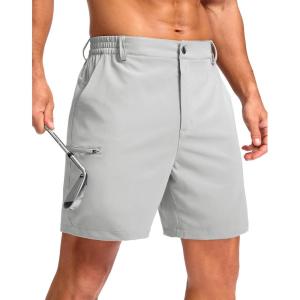 G Gradual Men’s Casual Shorts 7″/ 9″/ 5″ Lightweight 4 Pockets Stretch Quick-Dry Summer Shorts for Golf Work Hiking Trips(Bright Gray)